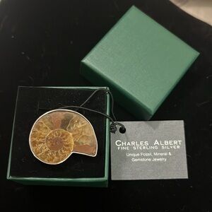Charles Albert Fossil Ammonite Ring. Sterling Silver Adjustable size